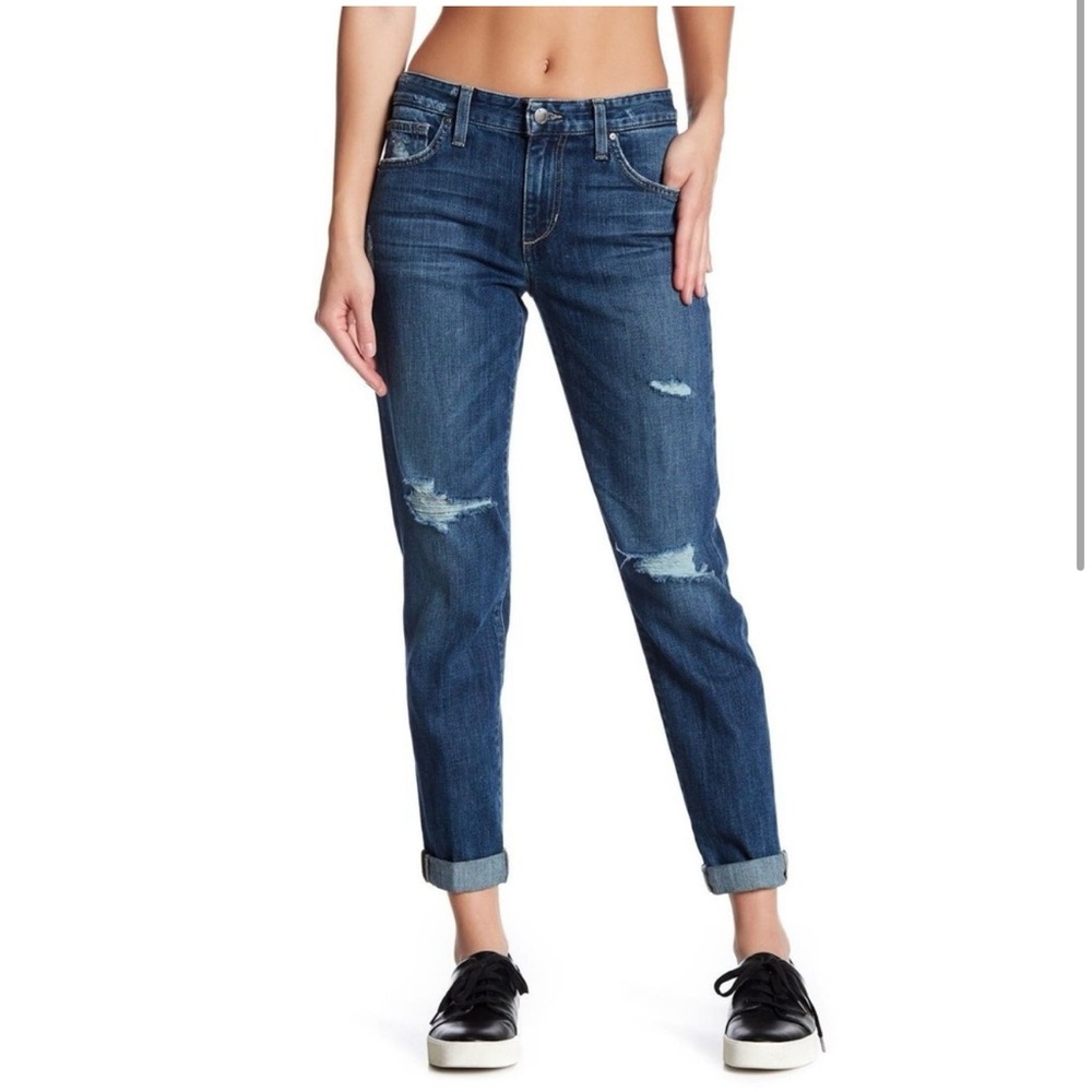 Joe's Jeans Women's Boyfriend Jeans - Medium Wash Blue with Distressing